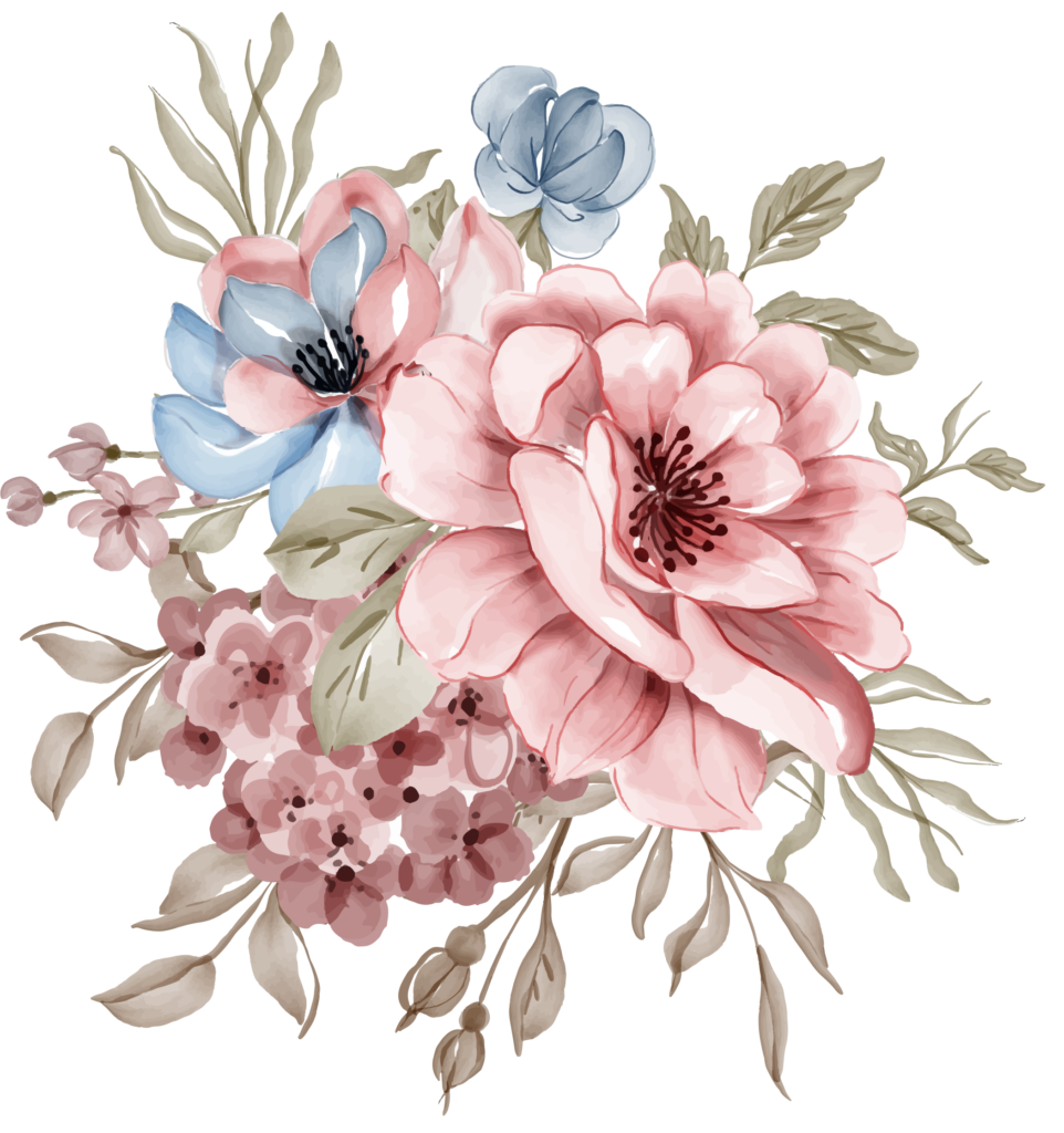 Flores rosa y azul 3